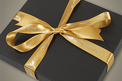 Black Wedding Album Box with Gold Ribbon
