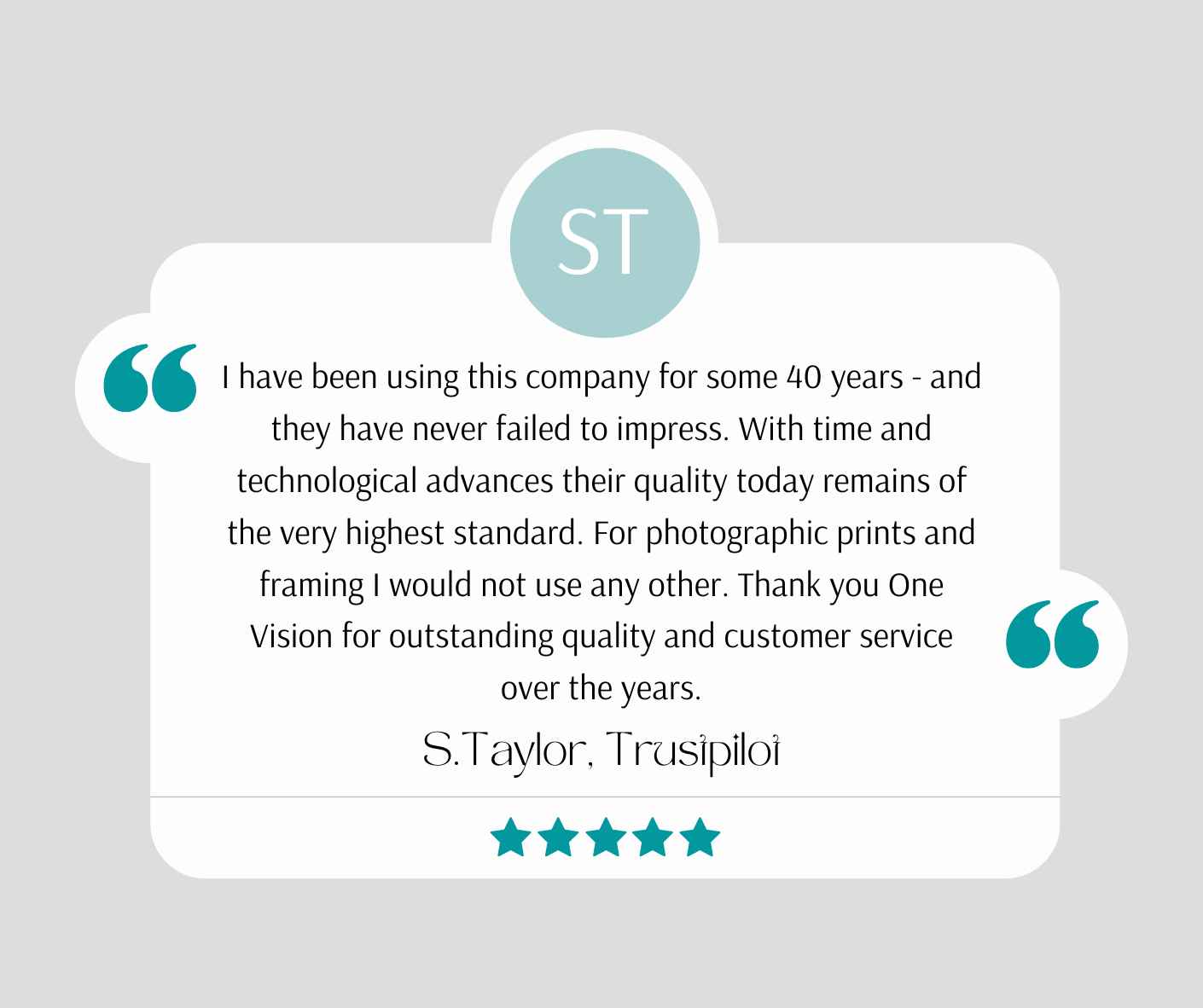 Trustpilot review, 5 star review 