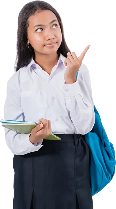 Schoolboy pointing at amazing features